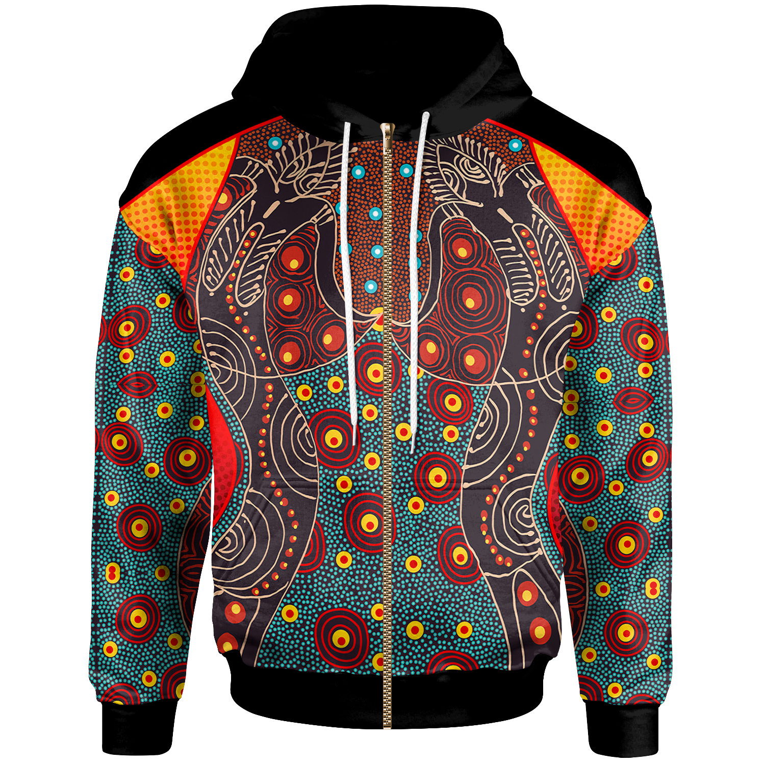 zip-up-hoodie-aboriginal-sublimation-dot-pattern-style-red