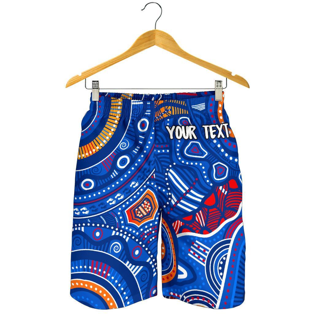 custom-text-aboriginal-mens-shorts-indigenous-footprint-patterns-blue-color