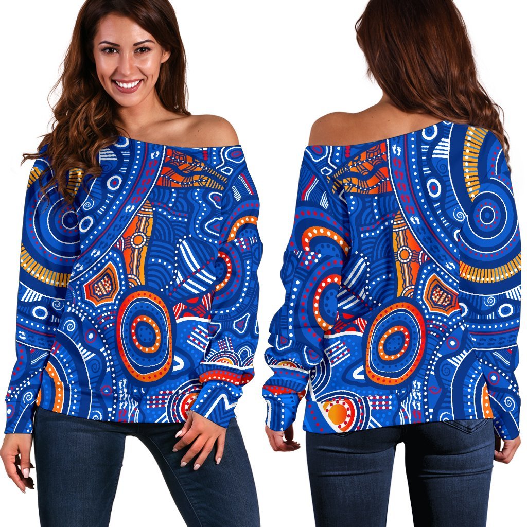 aboriginal-womens-off-shoulder-sweater-indigenous-footprint-patterns-blue-color