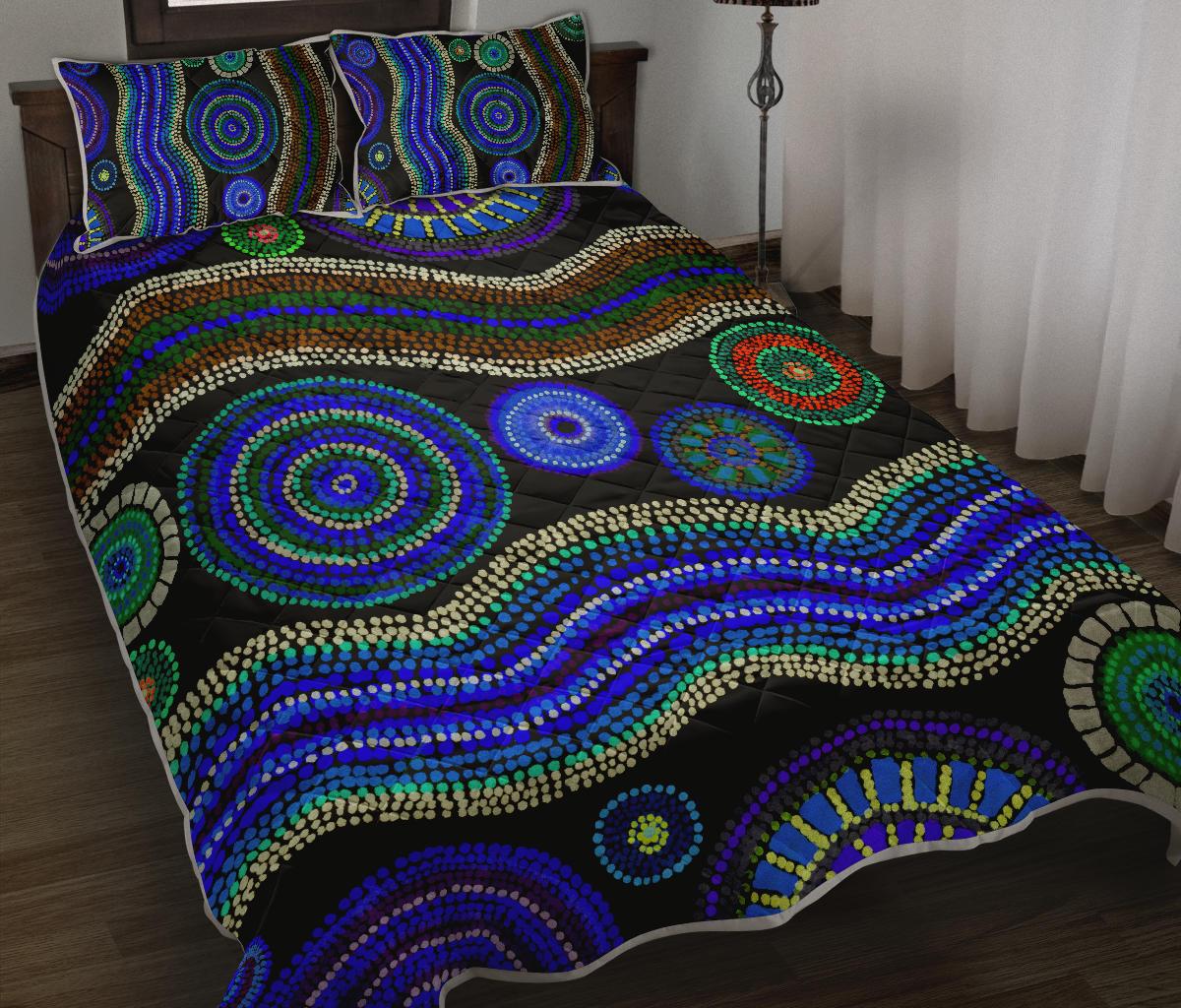 quilt-bed-set-aboriginal-dot-unique-style-blue