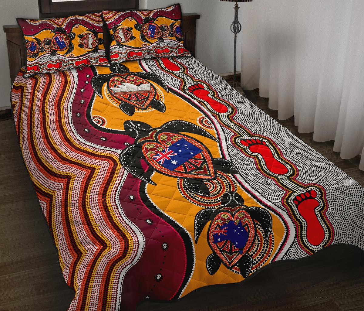 aboriginal-quilt-cover-set-turtle-patterns-aus-flag-opera-sydney