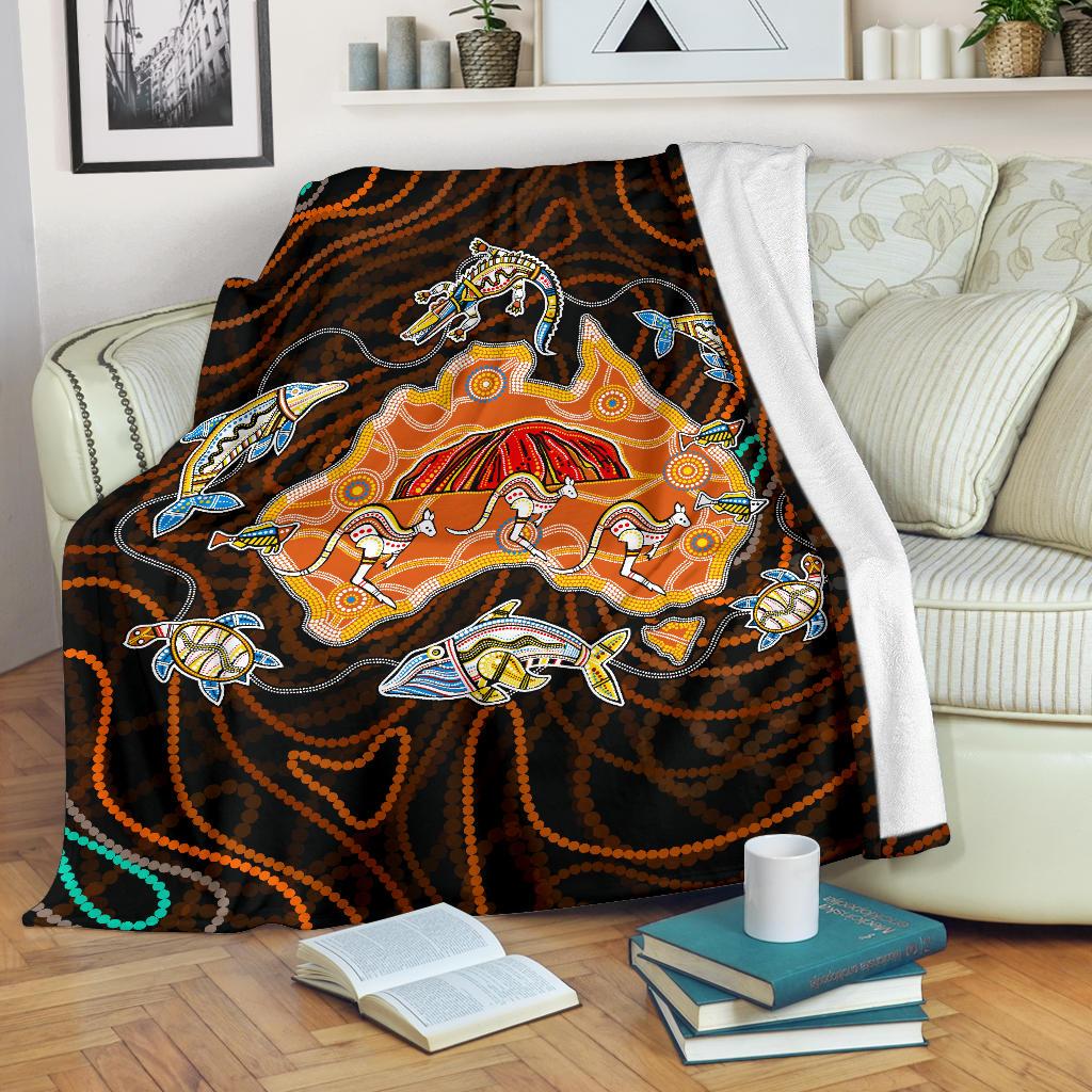 premium-blanket-australia-map-aboriginal-animals-dot-painting-blanket