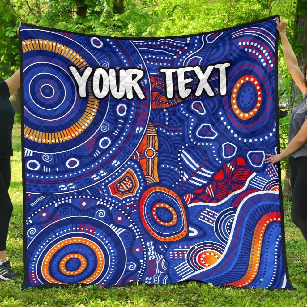 custom-text-aboriginal-premium-quilt-indigenous-footprint-patterns-blue-color