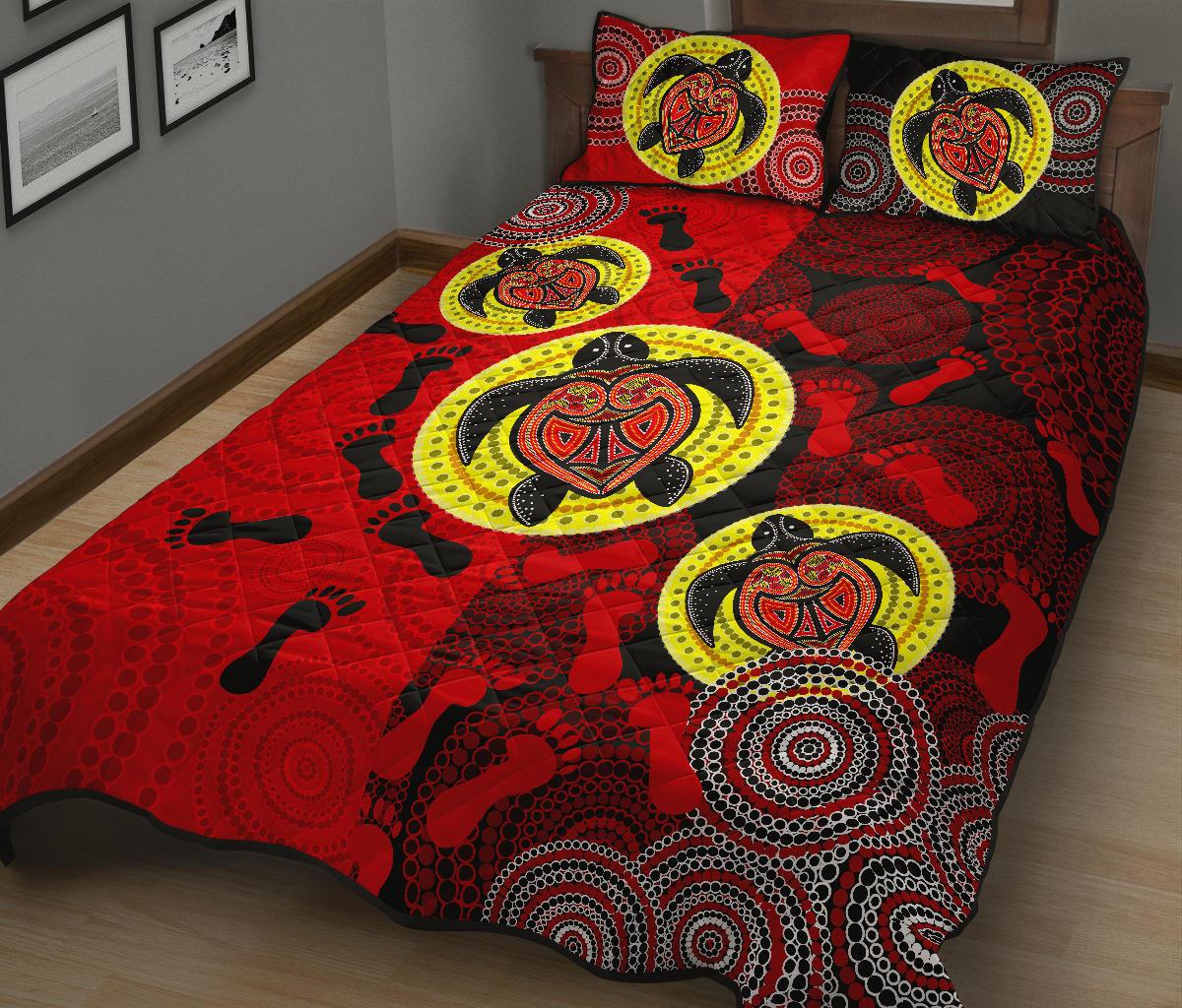 aboriginal-quilt-cover-set-dot-painting-turtle-footprint