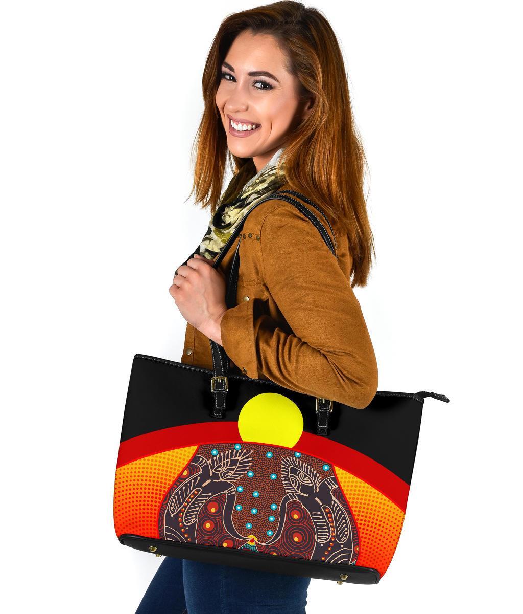 leather-tote-bag-aboriginal-sublimation-dot-pattern-style-red