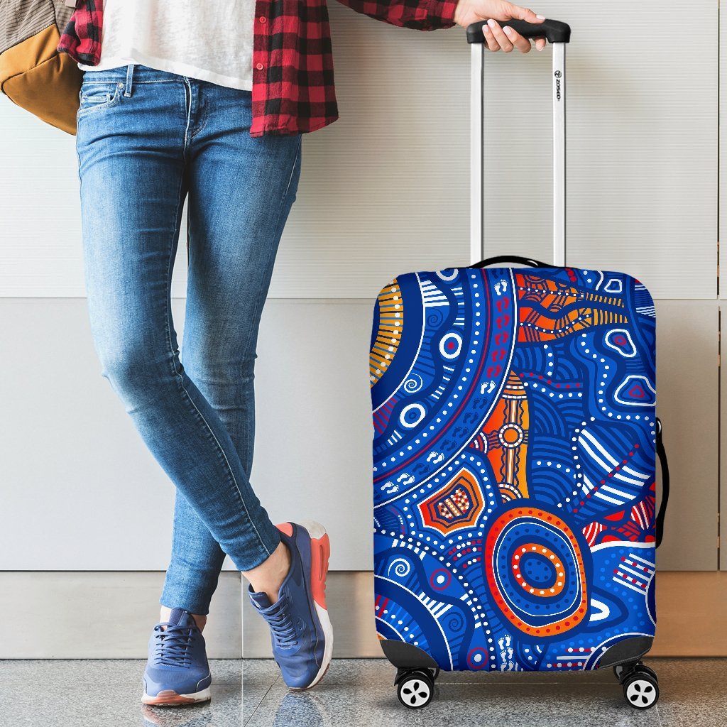 aboriginal-luggage-covers-indigenous-footprint-patterns-blue-color