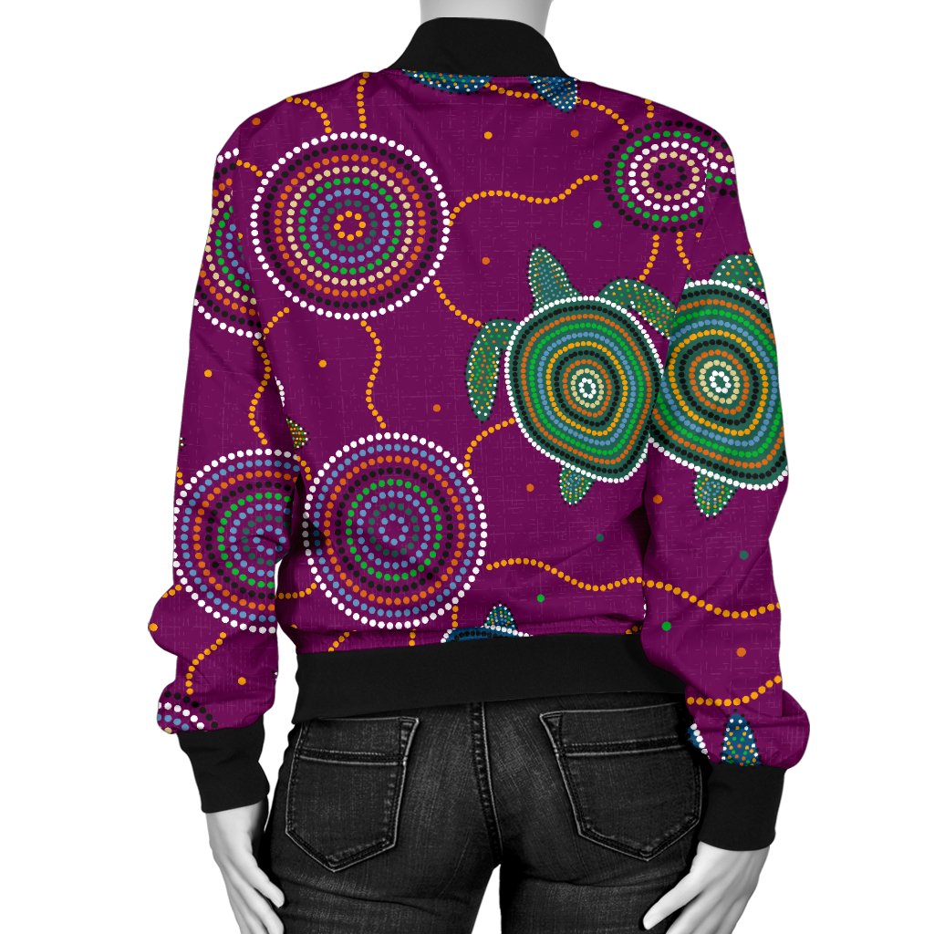 women-bomber-jacket-aboriginal-turtle-purple-australia-dot-patterns