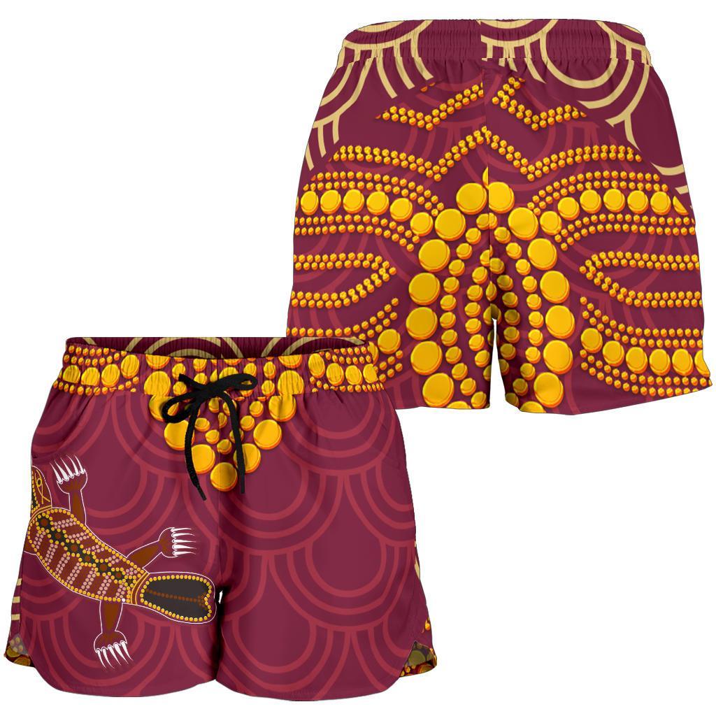aboriginal-all-over-print-womens-shorts-aboriginal-platypus
