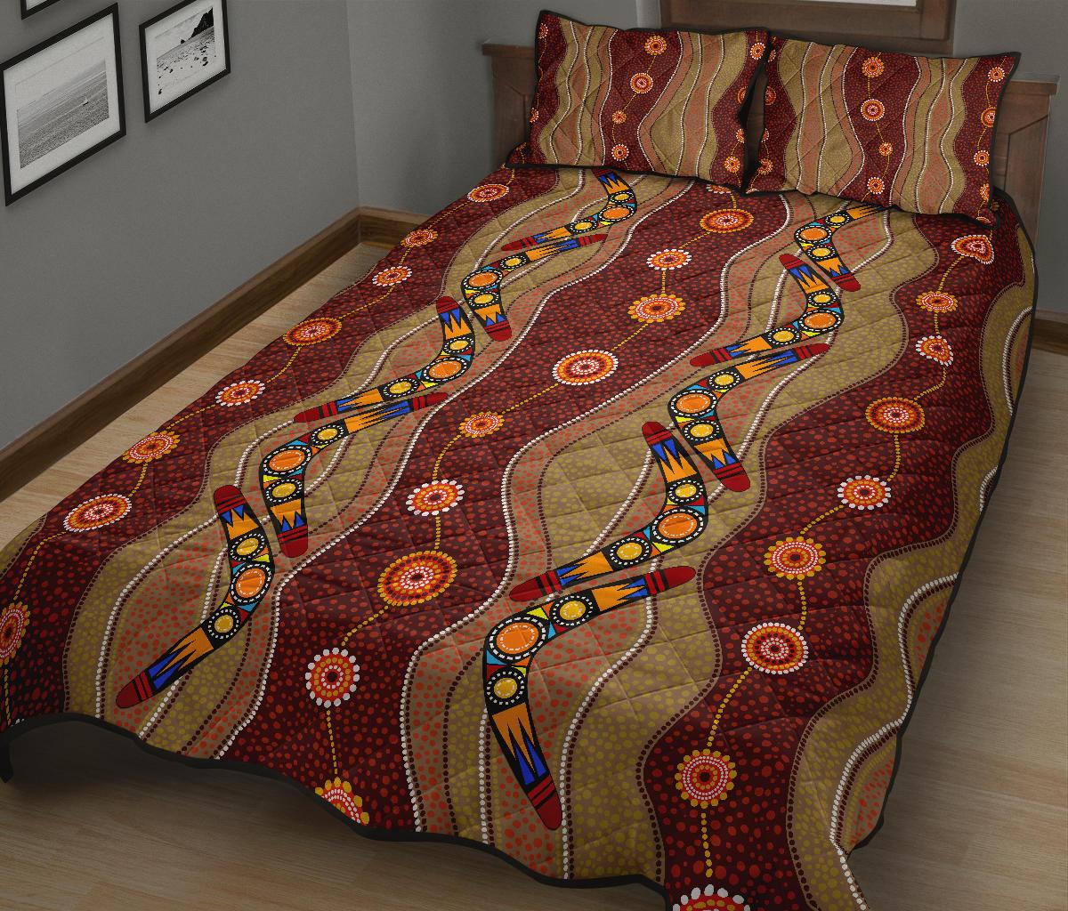 aboriginal-quilt-cover-set-boomerang-patterns-dot-painting