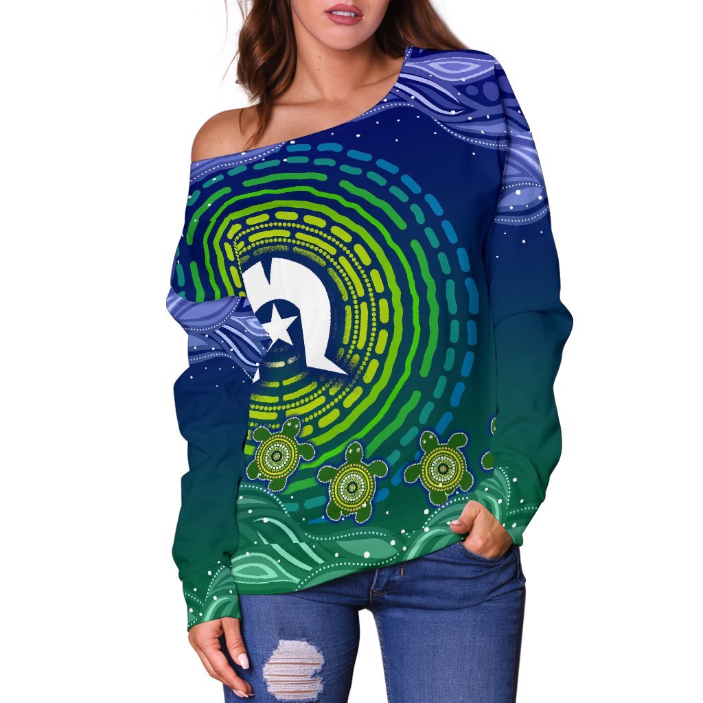 torres-strait-islanders-womens-off-shoulder-sweater-aboriginal-turtle