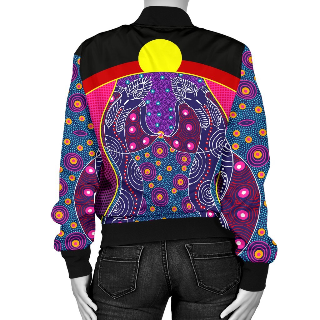 womens-bomber-jacket-aboriginal-sublimation-dot-pattern-style-violet