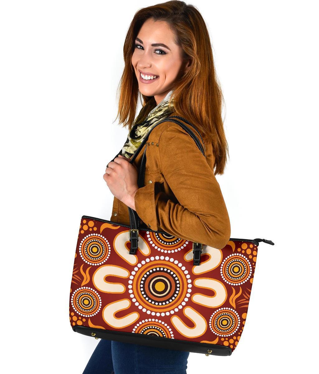 aboriginal-large-leather-tote-bag-circle-flowers-patterns-ver02