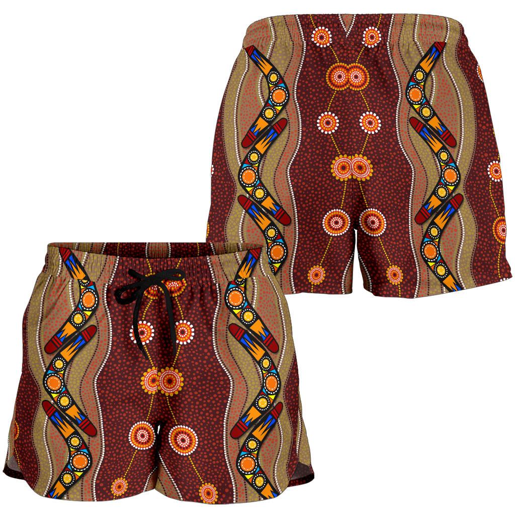 aboriginal-shorts-boomerang-patterns-circle-indigenous-dot-painting-women