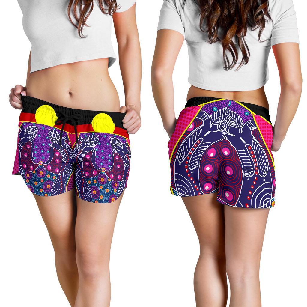 womens-short-aboriginal-sublimation-dot-pattern-style-violet