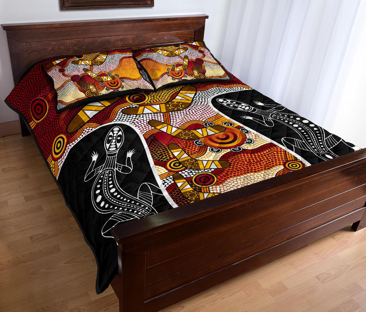 aboriginal-quilt-cover-set-dot-painting-lizard-boomerang-patterns
