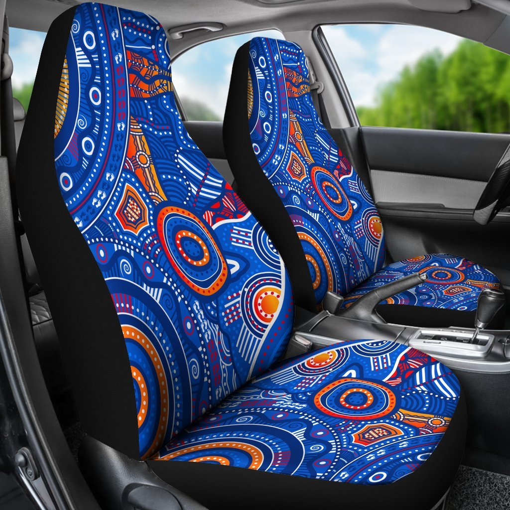 aboriginal-car-seat-cover-indigenous-footprint-patterns-blue-color