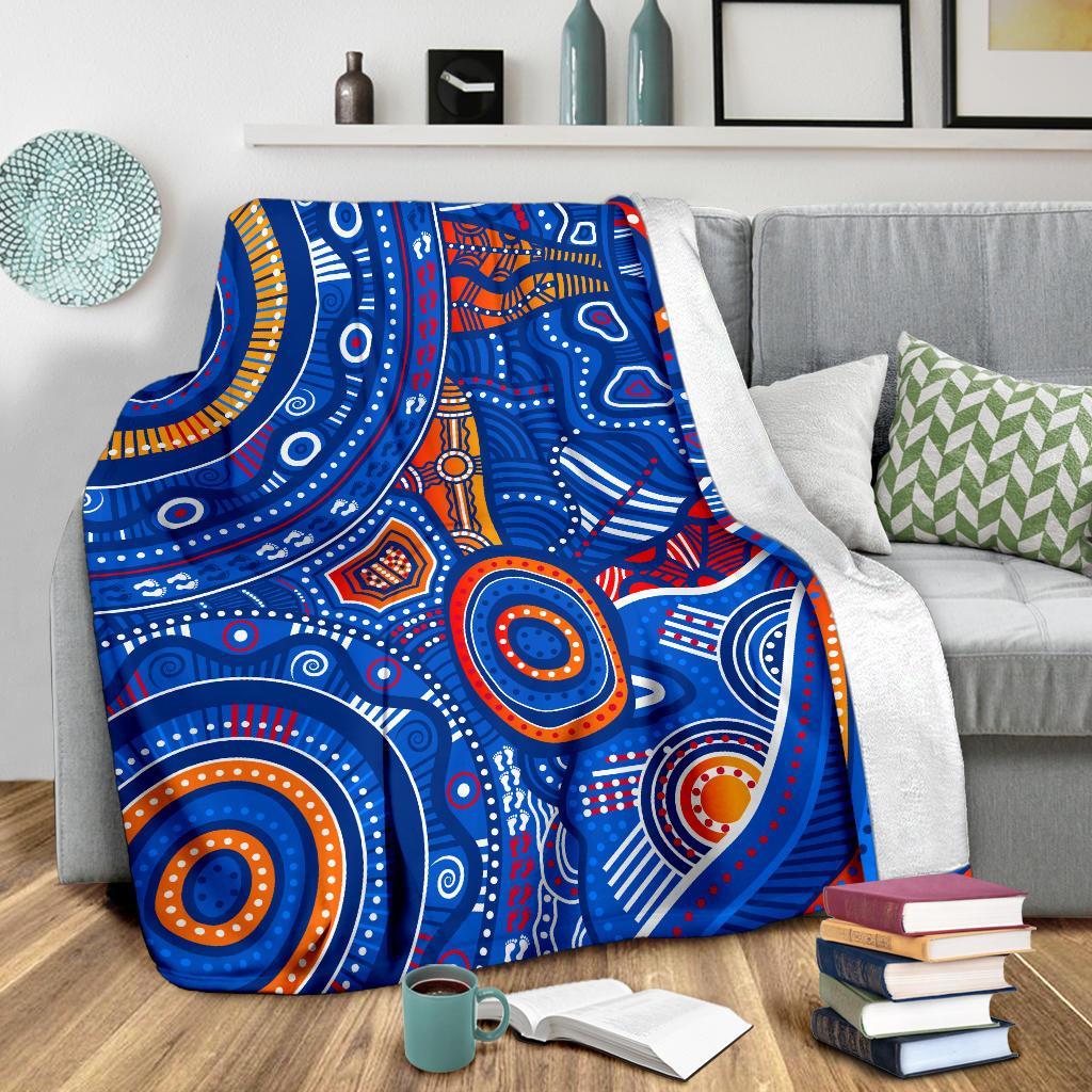 aboriginal-premium-blanket-indigenous-footprint-patterns-blue-color