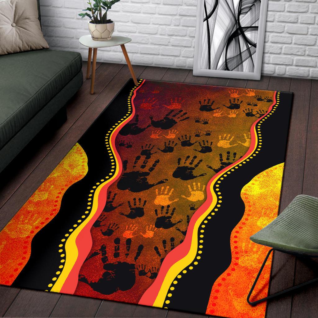 area-rug-aboriginal-rock-painting-hand-art-golden-style