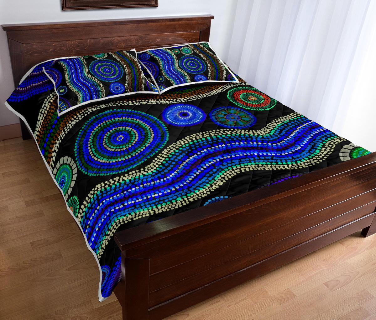 quilt-bed-set-aboriginal-dot-unique-style-blue