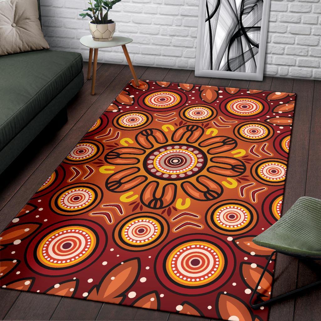 aboriginal-area-rug-circle-flowers-patterns-ver01