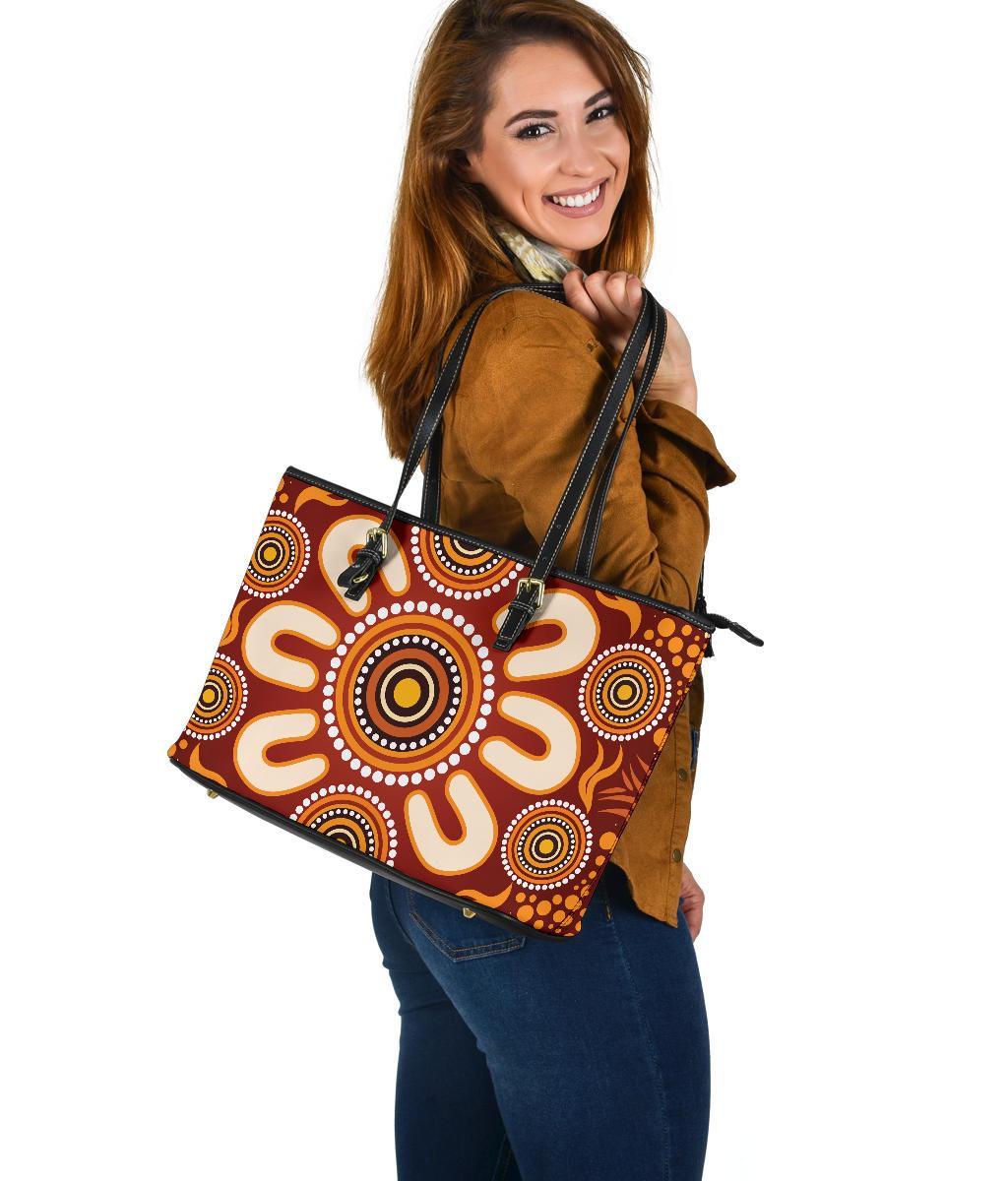 aboriginal-large-leather-tote-bag-circle-flowers-patterns-ver02