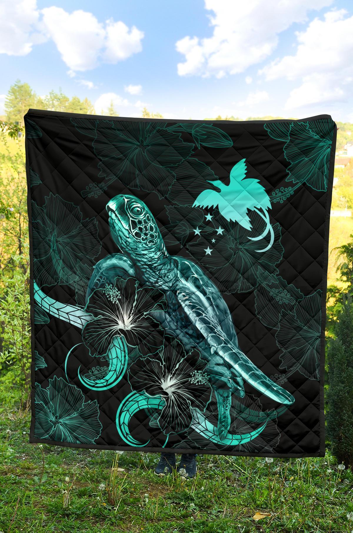 papua-new-guinea-polynesian-premium-quilt-turtle-with-blooming-hibiscus-turquoise
