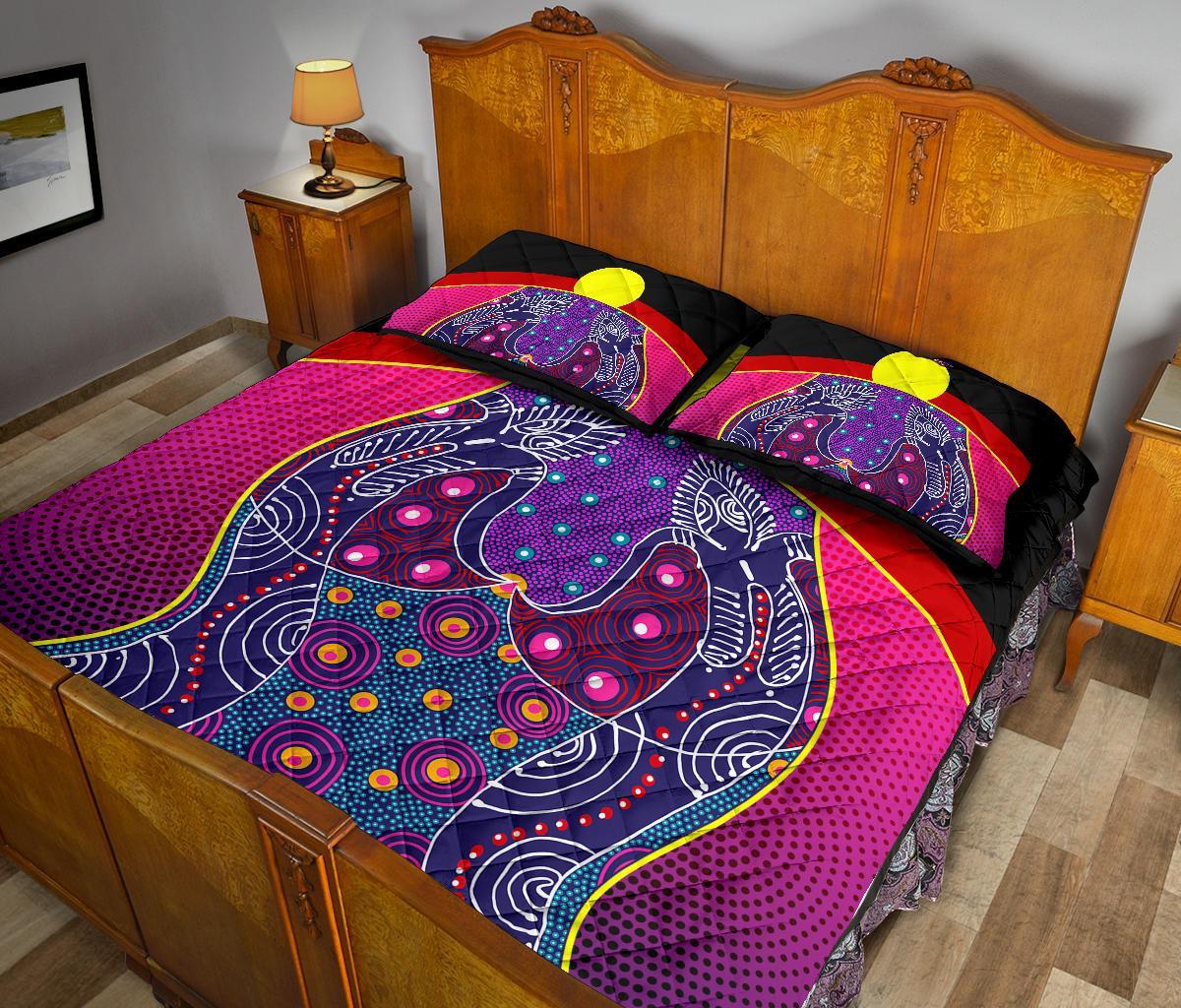 quilt-bed-set-aboriginal-sublimation-dot-pattern-style-violet