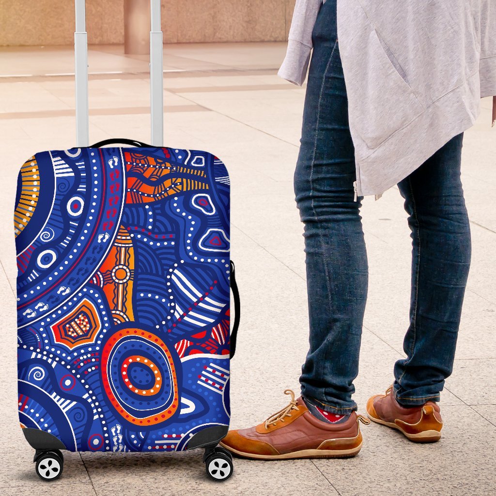 aboriginal-luggage-covers-indigenous-footprint-patterns-blue-color