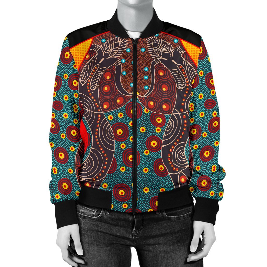 womens-bomber-jacket-aboriginal-sublimation-dot-pattern-style-red