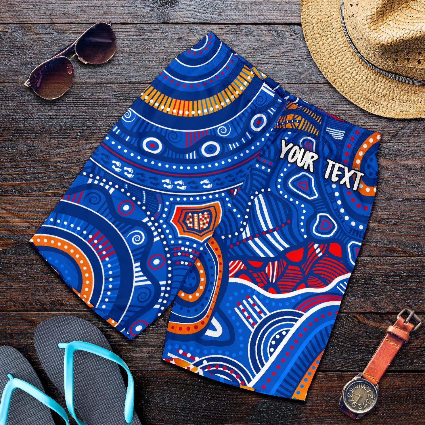 custom-text-aboriginal-mens-shorts-indigenous-footprint-patterns-blue-color