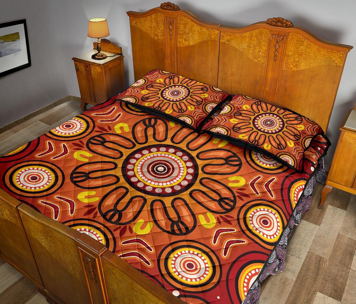 aboriginal-quilt-bed-set-circle-flowers-patterns-ver01