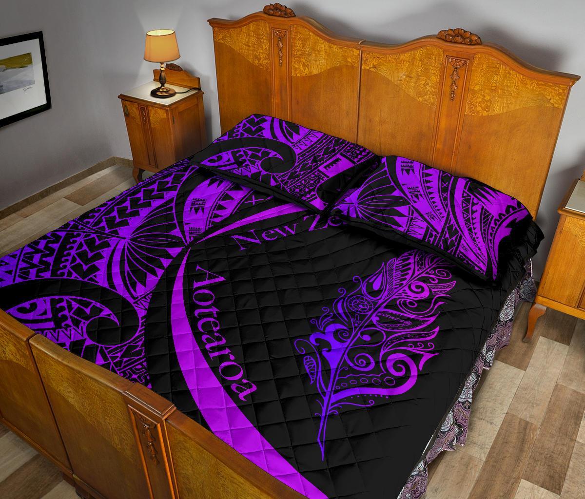 light-silver-fern-maori-quilt-bed-set-circle-style-purple