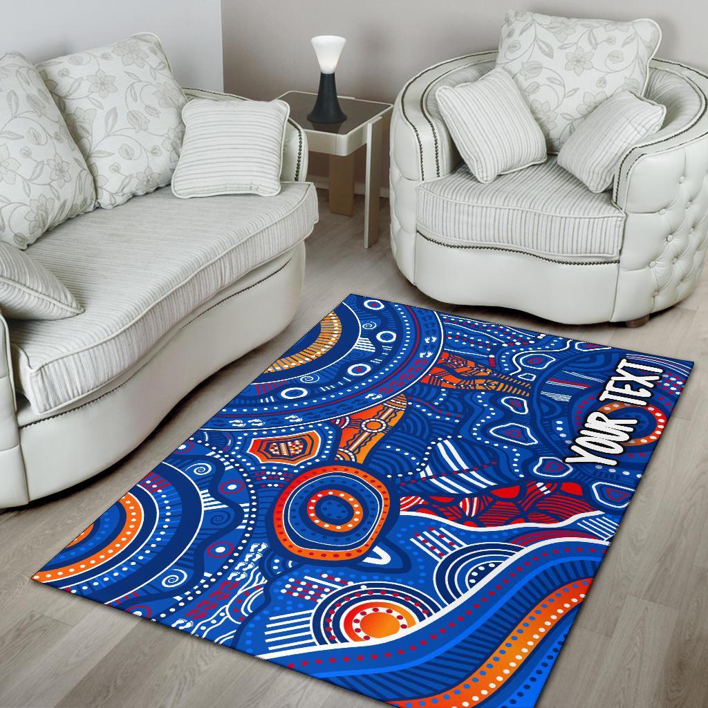custom-text-aboriginal-area-rugs-indigenous-footprint-patterns-blue-color