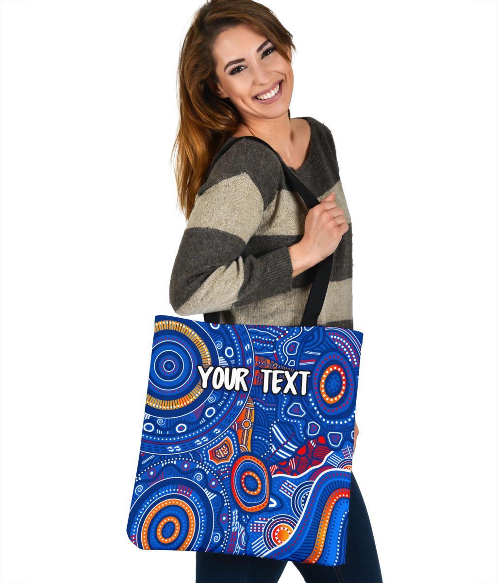 custom-text-aboriginal-tote-bags-indigenous-footprint-patterns-blue-color