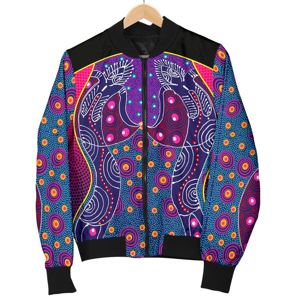 womens-bomber-jacket-aboriginal-sublimation-dot-pattern-style-violet