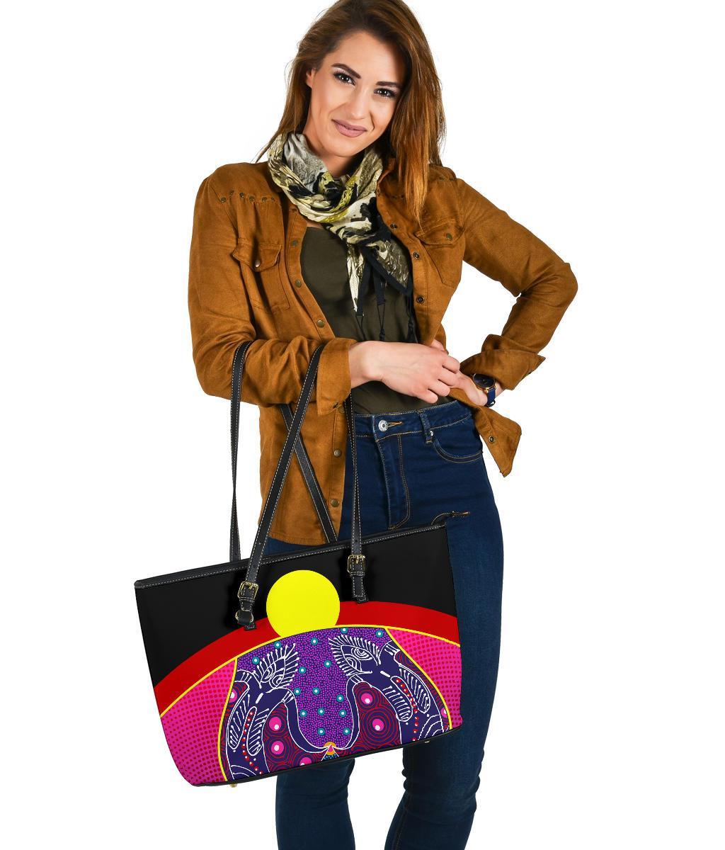 leather-tote-bags-aboriginal-sublimation-dot-pattern-style-violet