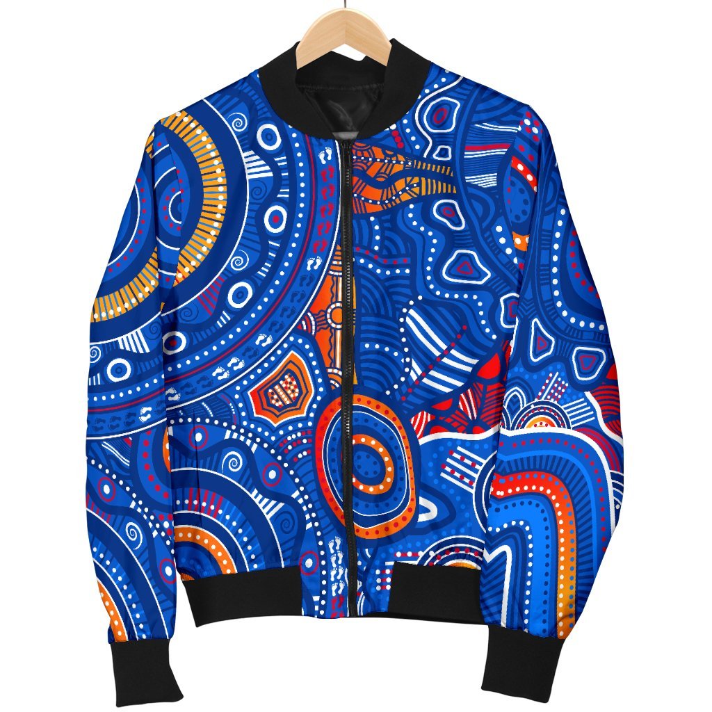 aboriginal-womens-bomber-jacket-indigenous-footprint-patterns-blue-color