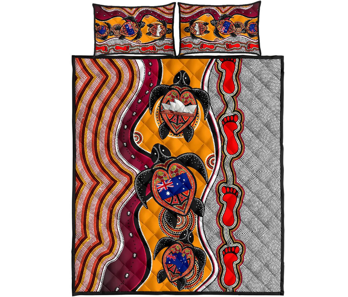 aboriginal-quilt-cover-set-turtle-patterns-aus-flag-opera-sydney