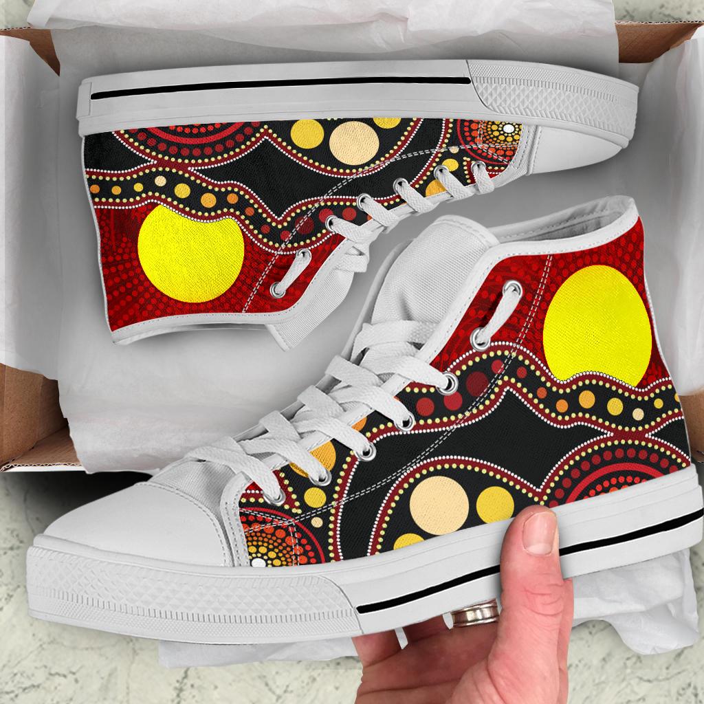 high-top-shoes-australia-aboriginal-lives-matter-flag-circle-dot-painting-art-shoes