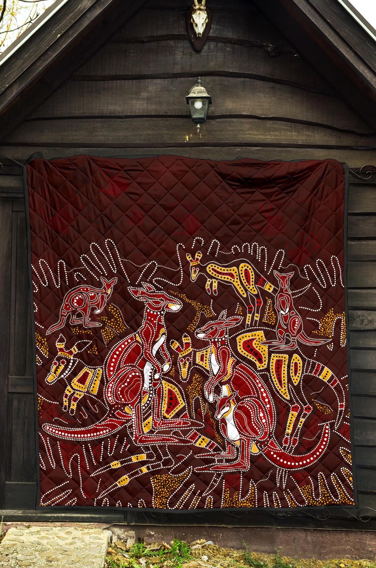 aboriginal-premium-quilt-kangaroo-family-with-hand-art