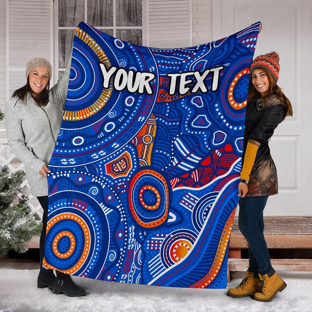 custom-text-aboriginal-premium-blanket-indigenous-footprint-patterns-blue-color