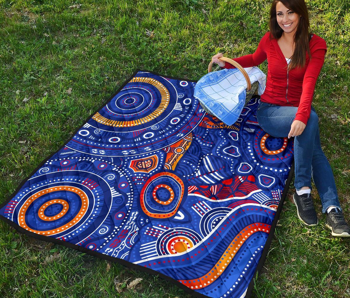 aboriginal-premium-quilt-indigenous-footprint-patterns-blue-color