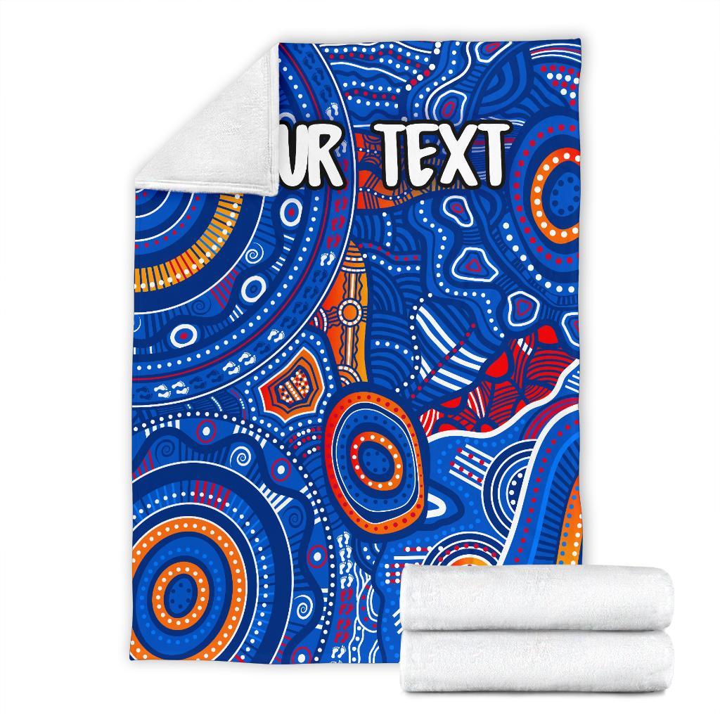 custom-text-aboriginal-premium-blanket-indigenous-footprint-patterns-blue-color
