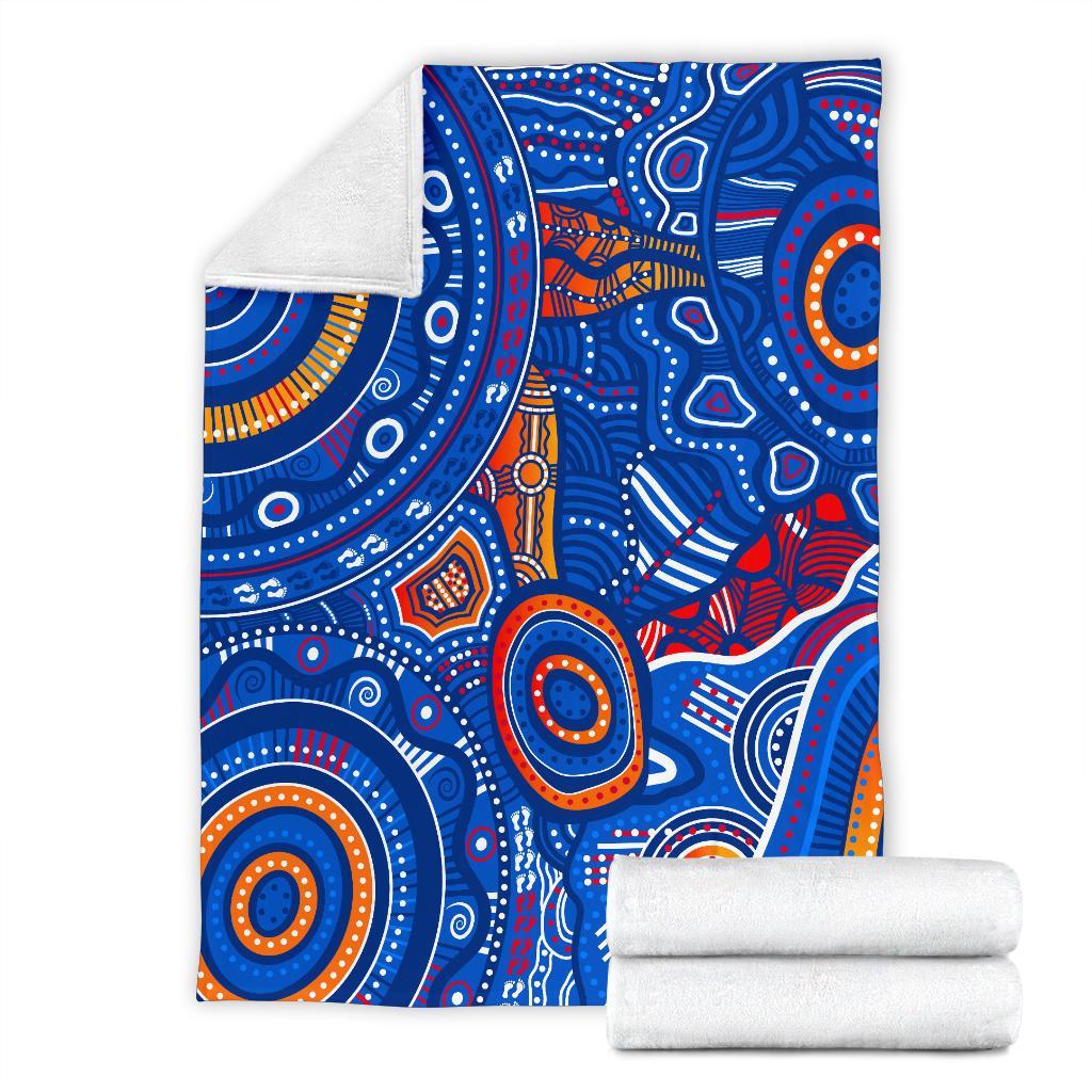 aboriginal-premium-blanket-indigenous-footprint-patterns-blue-color