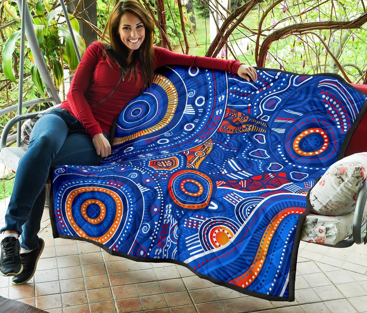 aboriginal-premium-quilt-indigenous-footprint-patterns-blue-color