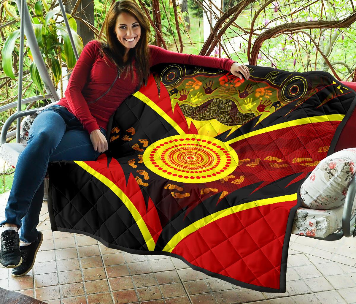 aboriginal-premium-quilt-indigenous-flag-with-footprint-hand-art