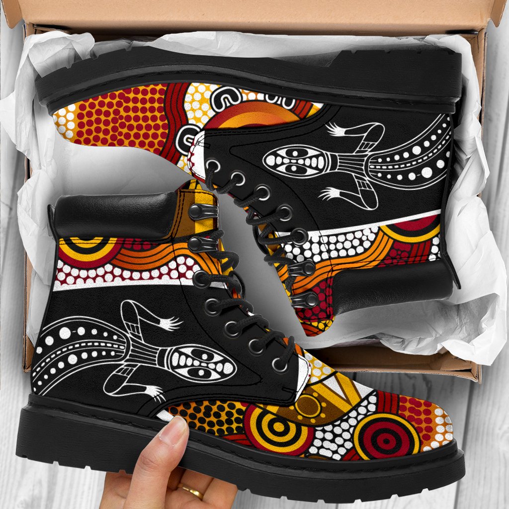 aboriginal-leather-boots-lizard-patterns-boomerang-dot-painting-all-season