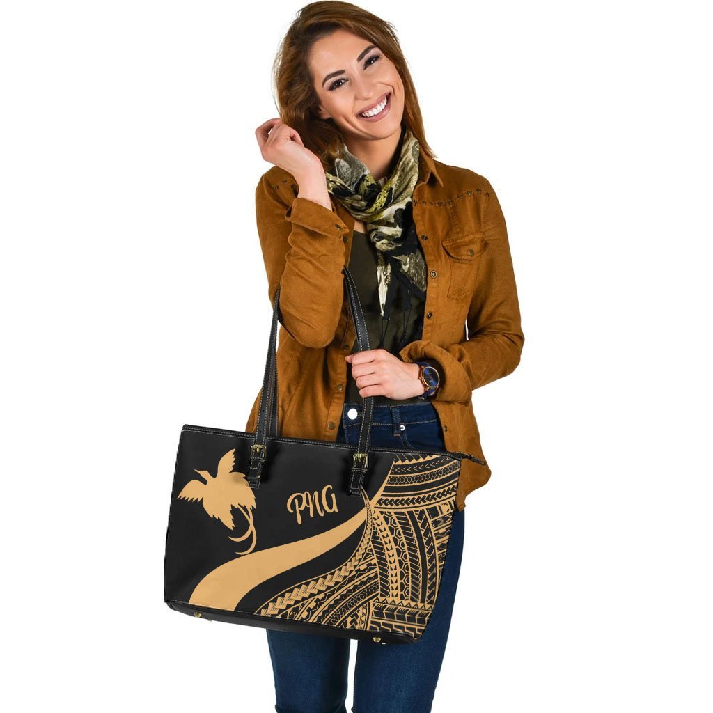 papua-new-guinea-large-leather-tote-bag-gold-polynesian-tentacle-tribal-pattern