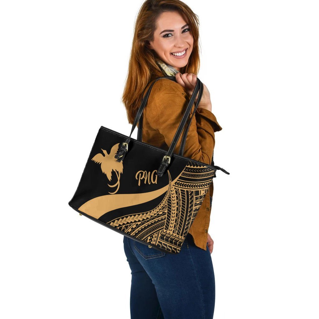 papua-new-guinea-large-leather-tote-bag-gold-polynesian-tentacle-tribal-pattern