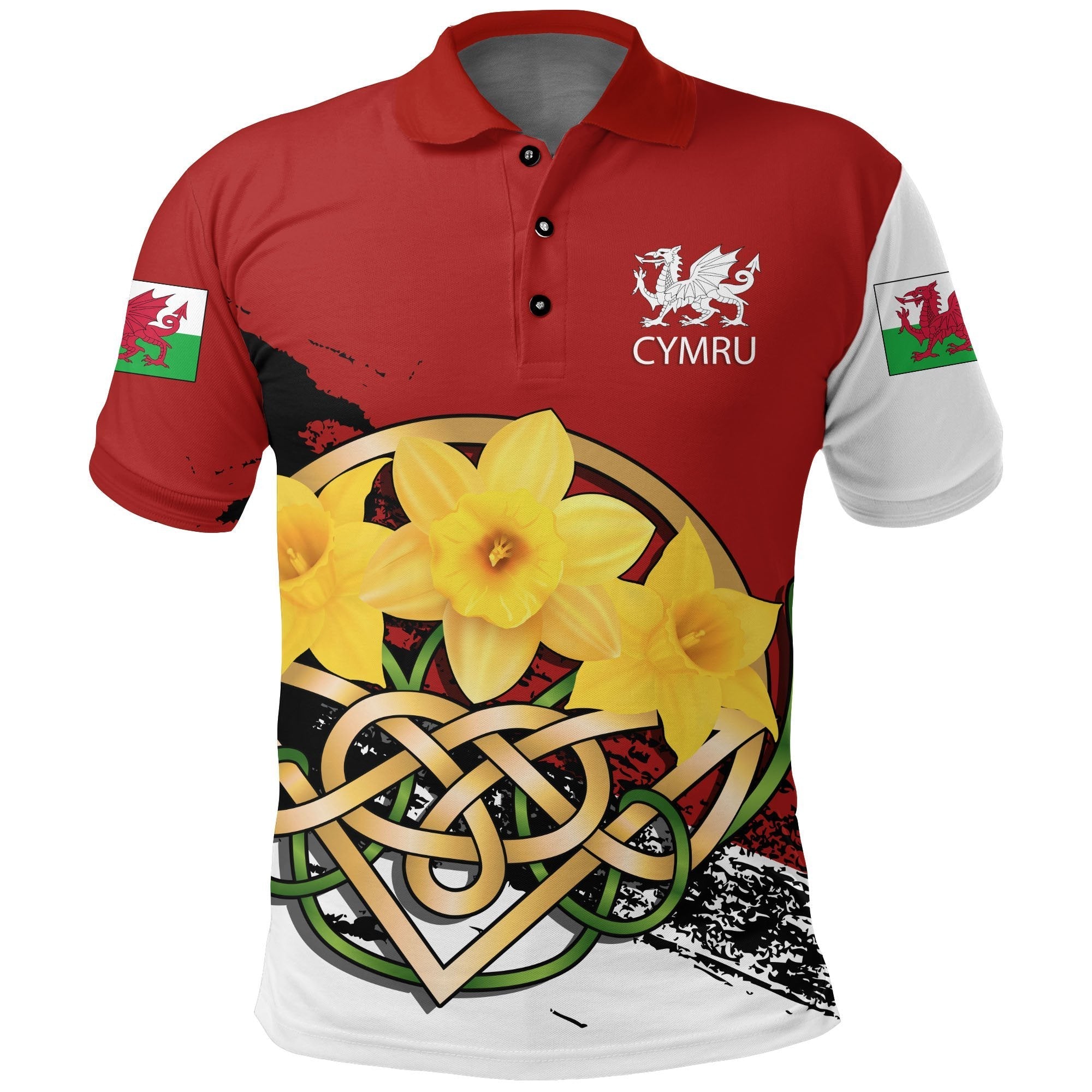 wales-polo-shirt-daffodil-celtic-knot-red